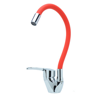 Смеситель для кухни однорычажный с гиб.излив «LIMAN» L4110R YUB-REFLECTOR COLOR-RED WSL-181 (1*10)