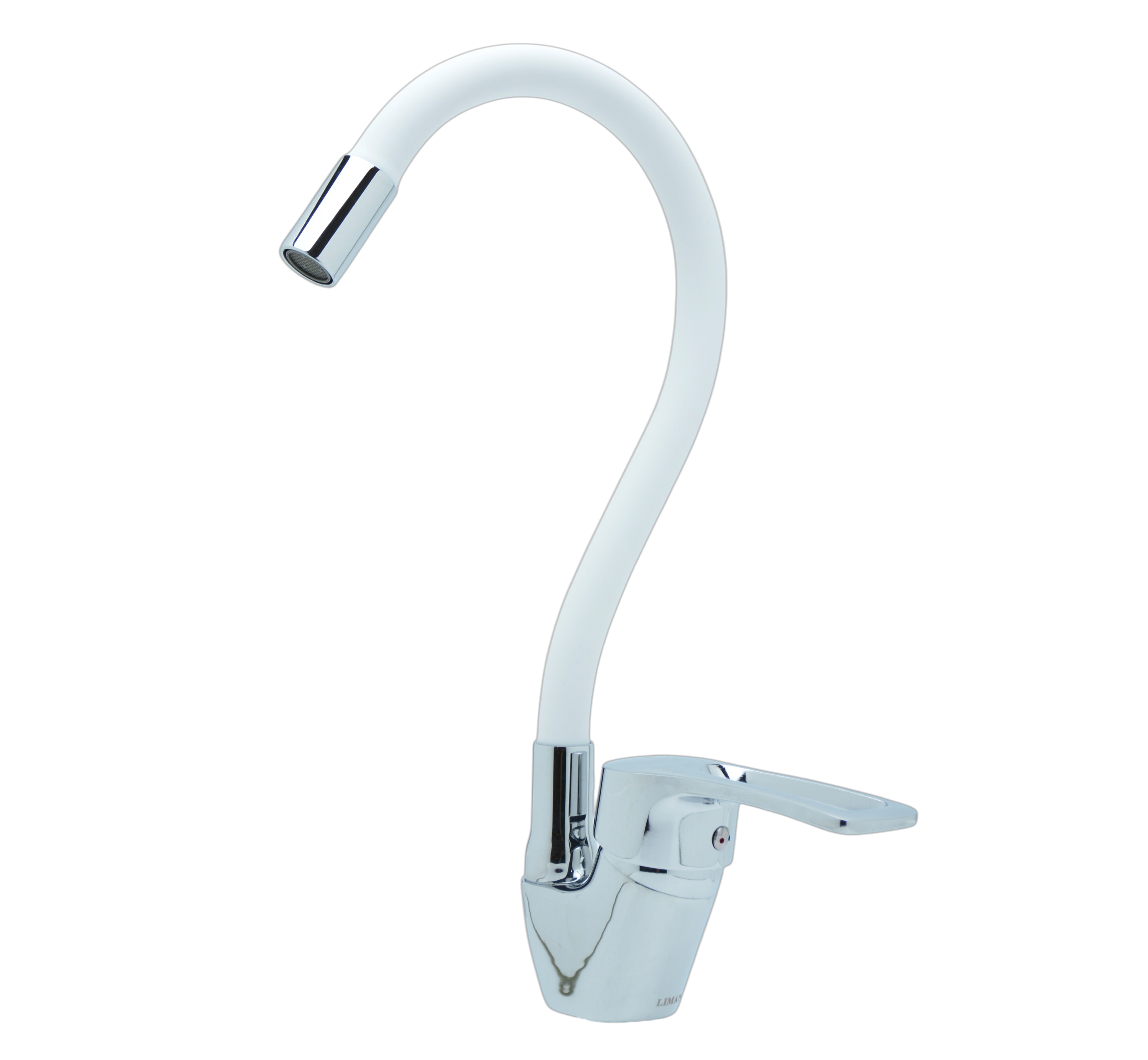 Смеситель для кухни однорычажный с гиб.излив "LIMAN" L4110W YUB-REFLECTOR COLOR-WHITE WSL-181 (1*10)