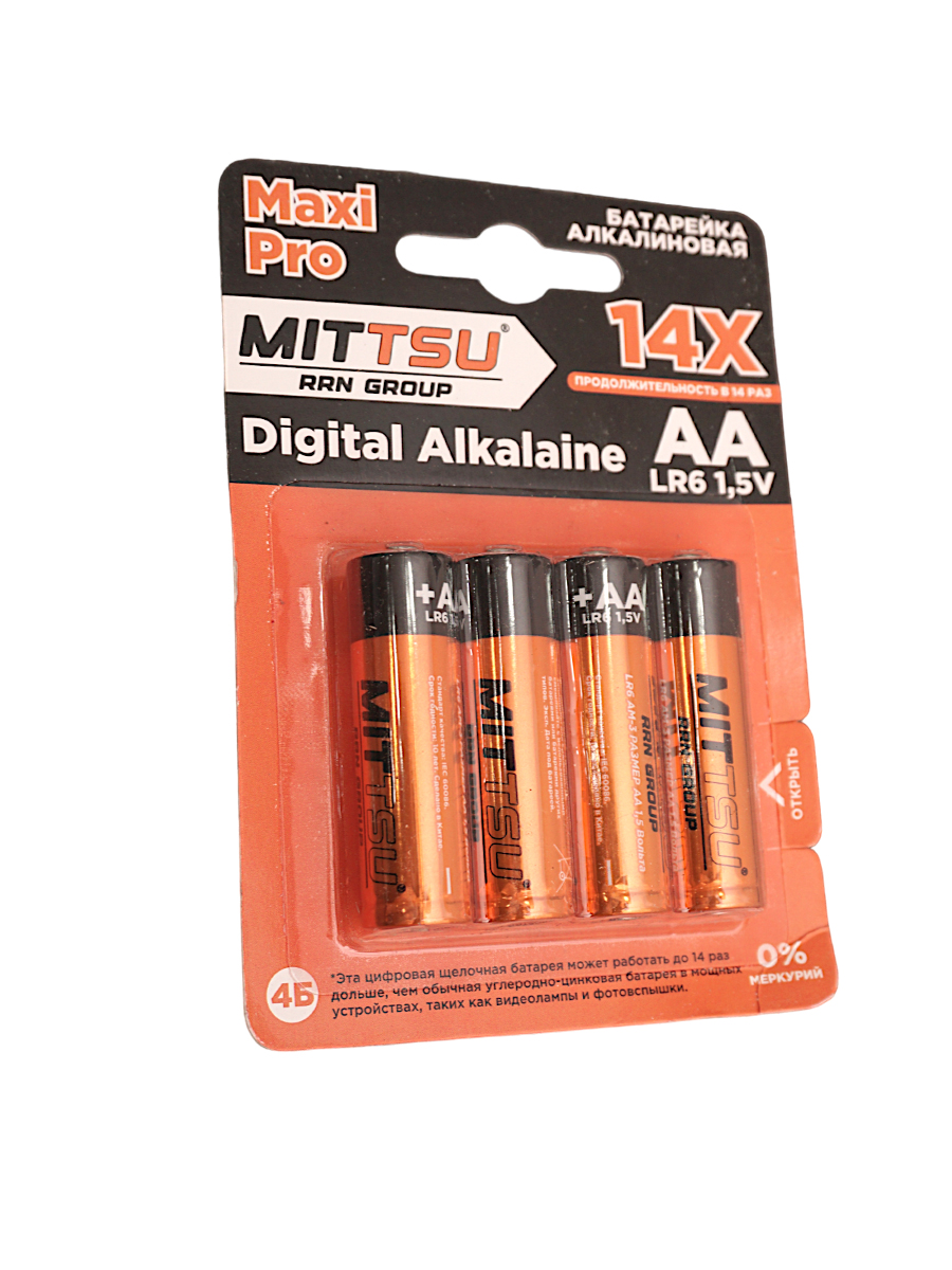 Батарейка алкалиновая АА LR6 1.5V 4шт. "MITTSU" М6150 (1*48)