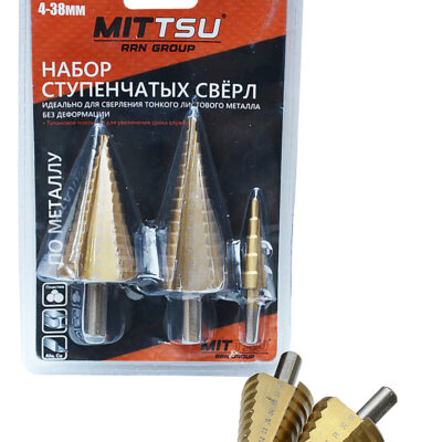 Сверло кобальт ступенчатое по металлу в наборе 4-12*4-32*4*38 «MITTSU» М3007 (1*20)(1*40)