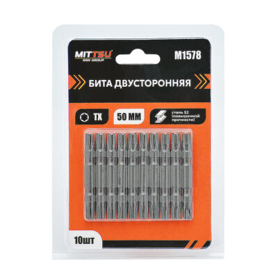 Бита 2х сторонняя Ø50мм S2 звезда «MITTSU» М1578 (1*10)(1*200)