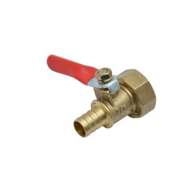 Кран-штуцер газ. латунь Ø15В*9 мм красная ручка  «MITTSU» M4781 (1*50)(1*500)