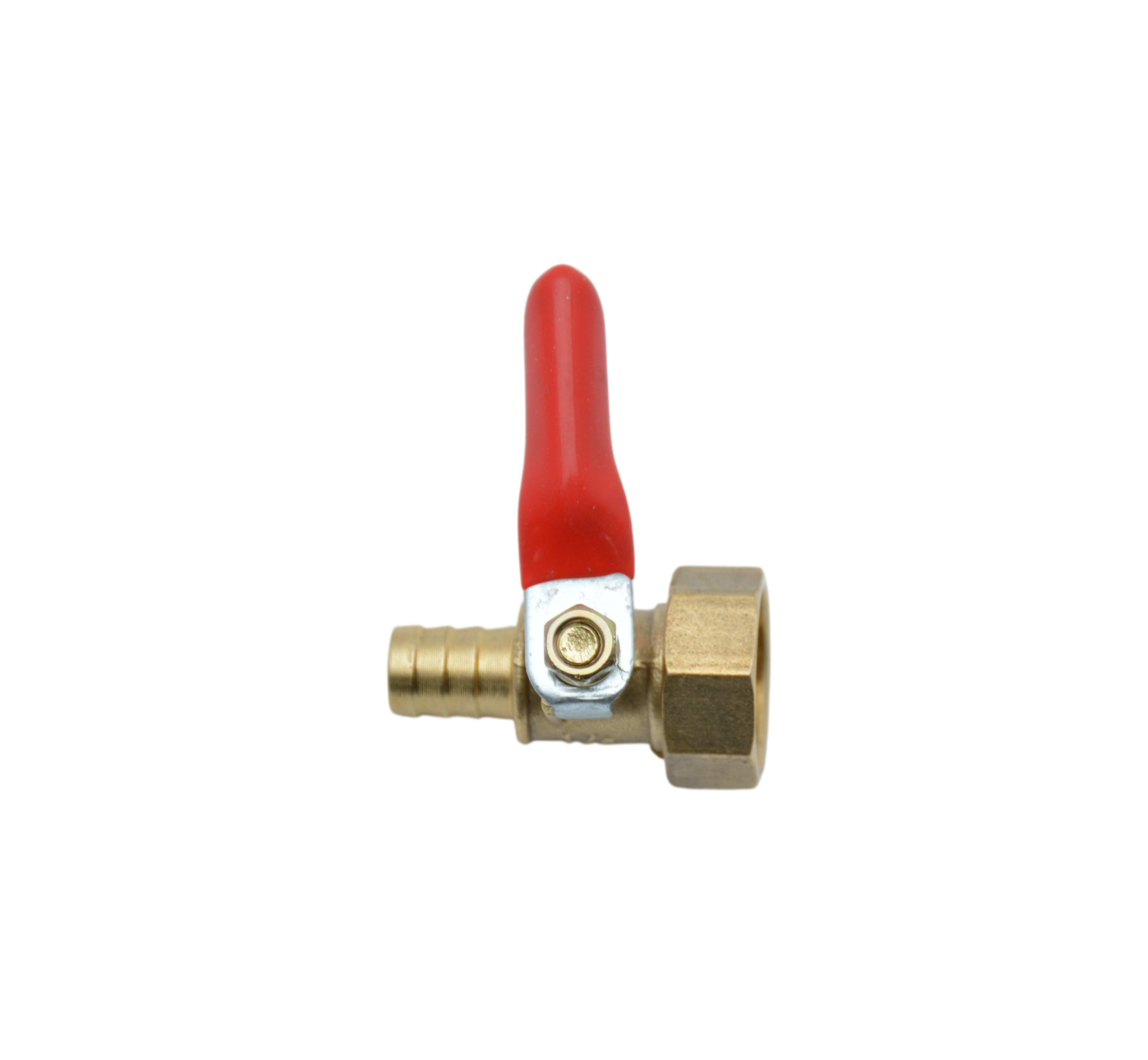 Кран-штуцер газ. латунь Ø15В*9 мм красная ручка "MITTSU" M4781 (1*50)(1*500)