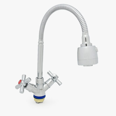 Смеситель для кухни Двухвентельный с гиб. излив и перек.»MITTSU» M2208 TZH REFLECTOR-WSL-722 (1*10)