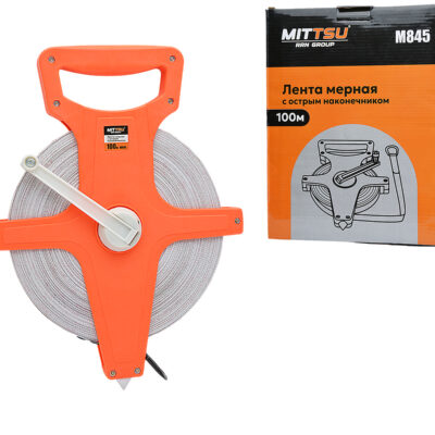 Лента мерная с острым наконеч. 100 м. «MITTSU» М845 (1*24)
