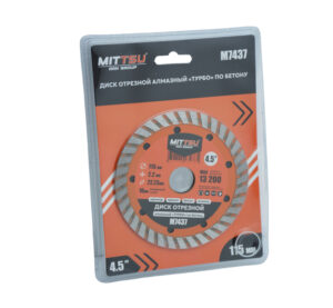 Диск отрезной алмазный по бетону "ТУРБО" 115мм "MITTSU" М7437 (1*25)(1*200)
