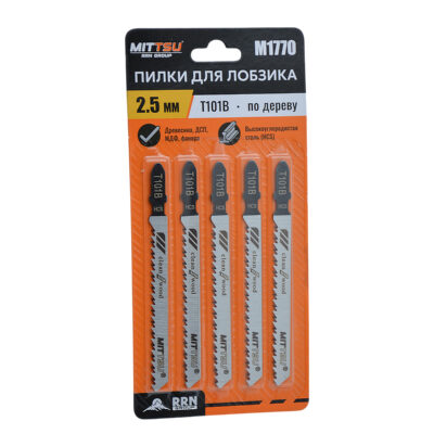 Пилки д/лобзика по дереву 2,5мм Т101В «MITTSU» M1770 (1*100)(1*600)