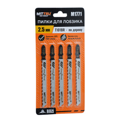 Пилки д/лобзика по дереву 2,5мм Т101ВR «MITTSU» M1771 (1*100)(1*600)