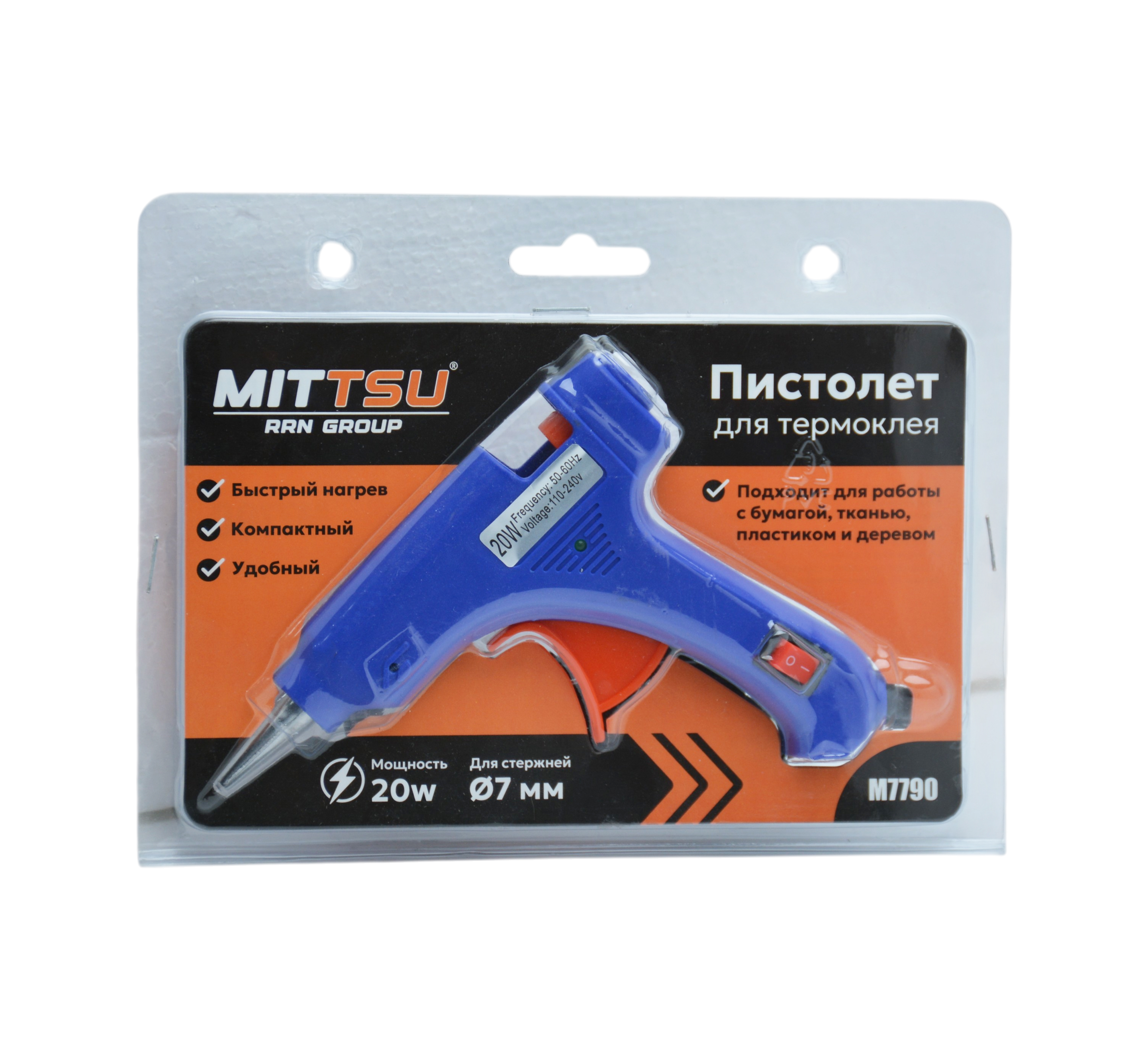 Пистолет для термоклея 20w "MITTSU" M7790 (1*24)(1*96)