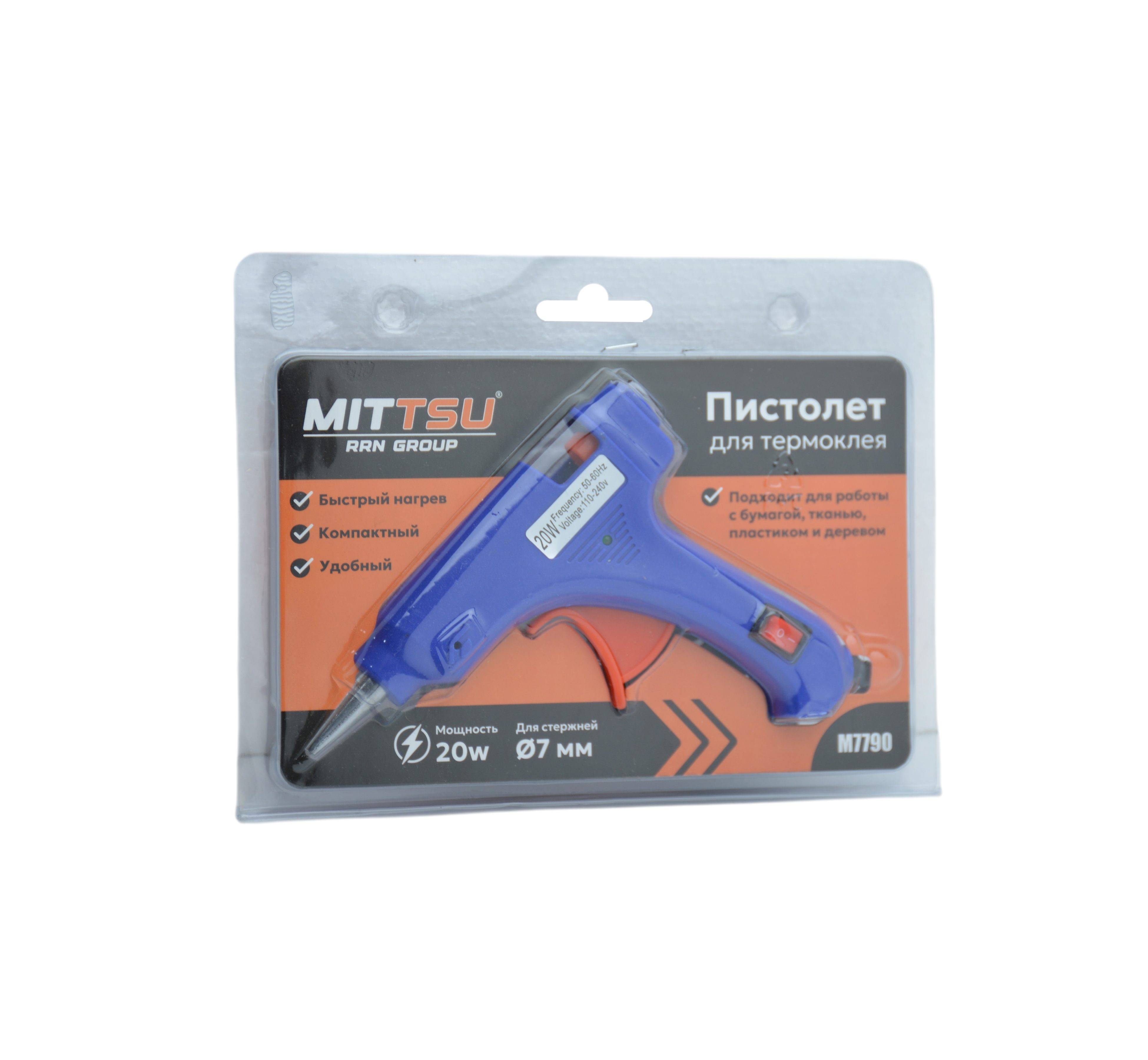 Пистолет для термоклея 20w "MITTSU" M7790 (1*24)(1*96)