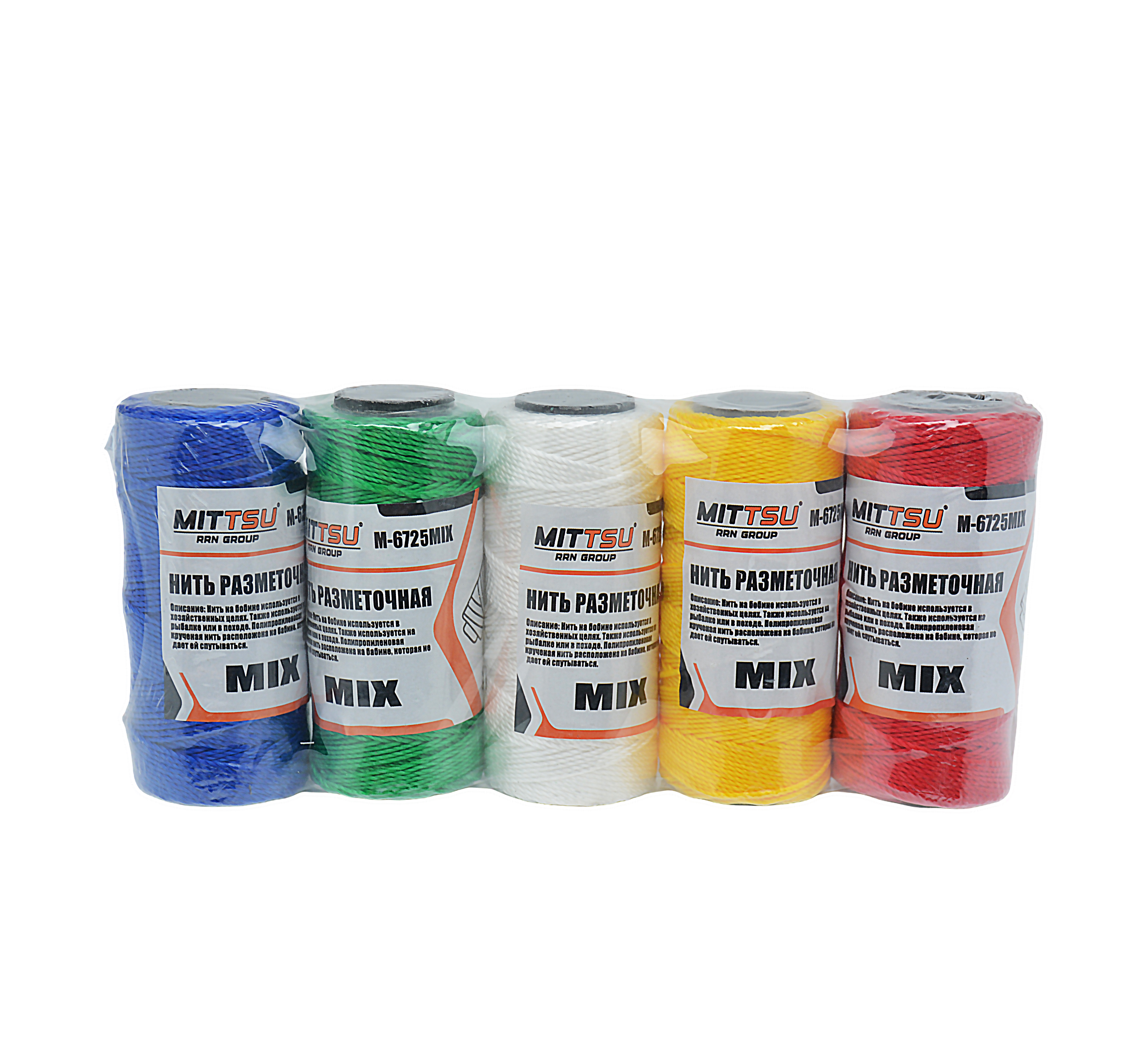 Нитки строительные цветные 100гр. "MITTSU" M6725MIX (1*5)(1*240)