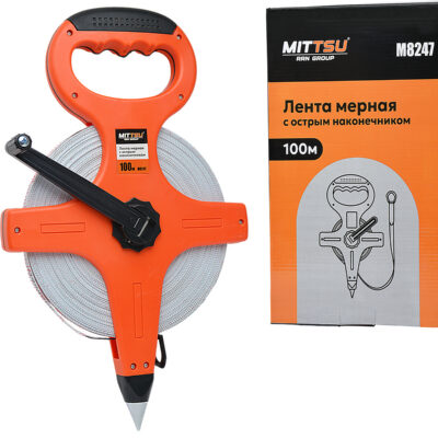 Лента мерная с острым наконечником 100 м «MITTSU» M8247 (1*24)