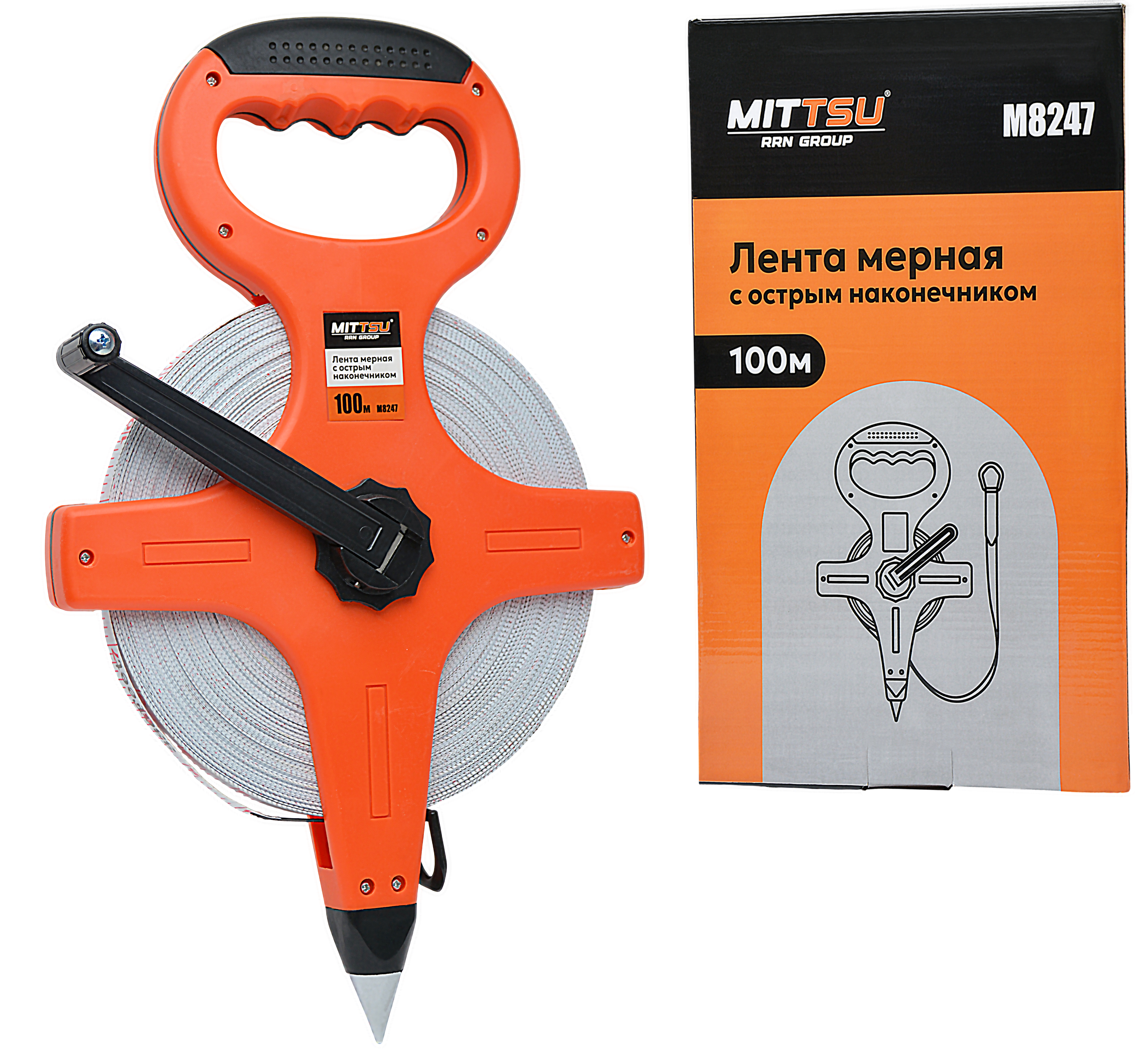 Лента мерная с острым наконечником 100 м "MITTSU" M8247 (1*24)