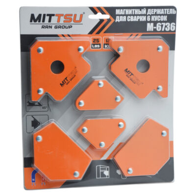 Магнитный уголок для сварки 6 пр. набор «MITTSU» M6736 (1*24)