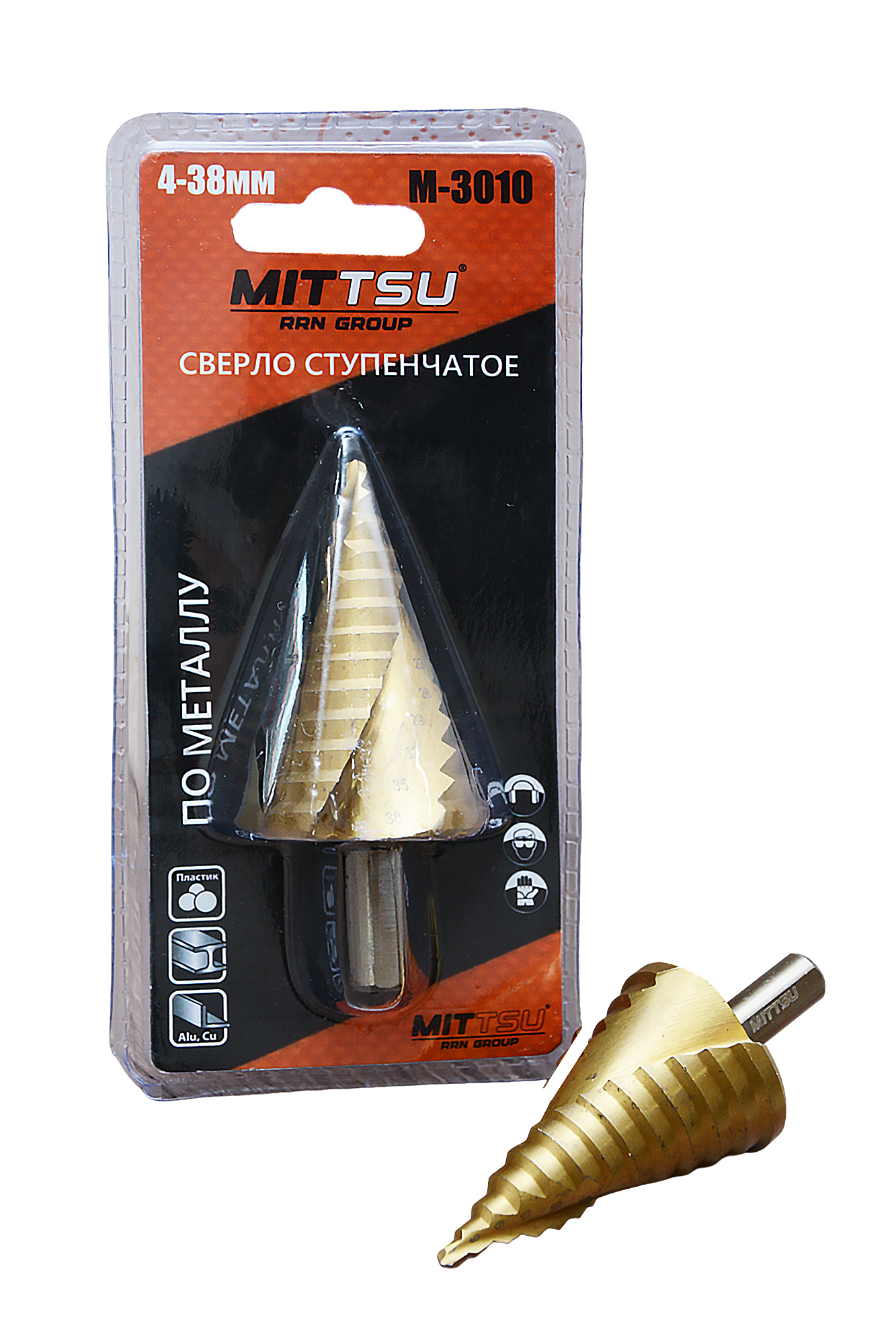 Сверло кобальт ступенчатое спиральное по металлу 4-38 "MITTSU" М3010 (1*10)(1*100)