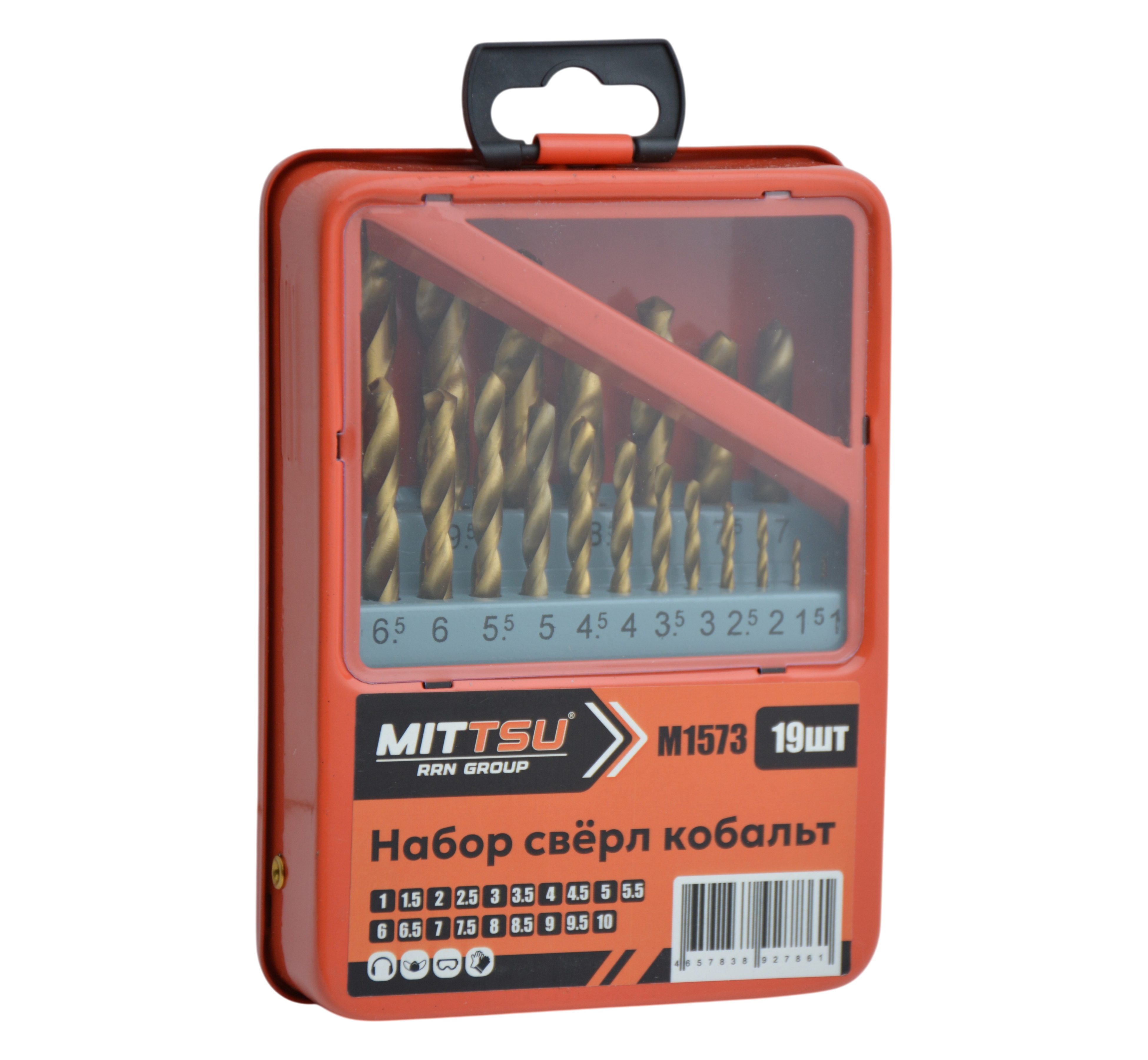 Набор сверл кобальт (1мм-10мм через0,5) "MITTSU" M1573 (1*25)