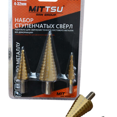 Набор Сверл кобальт ступенчатых по металлу 4-12*4-20*4-32 «MITTSU» М3006 (1*25)(1*50)