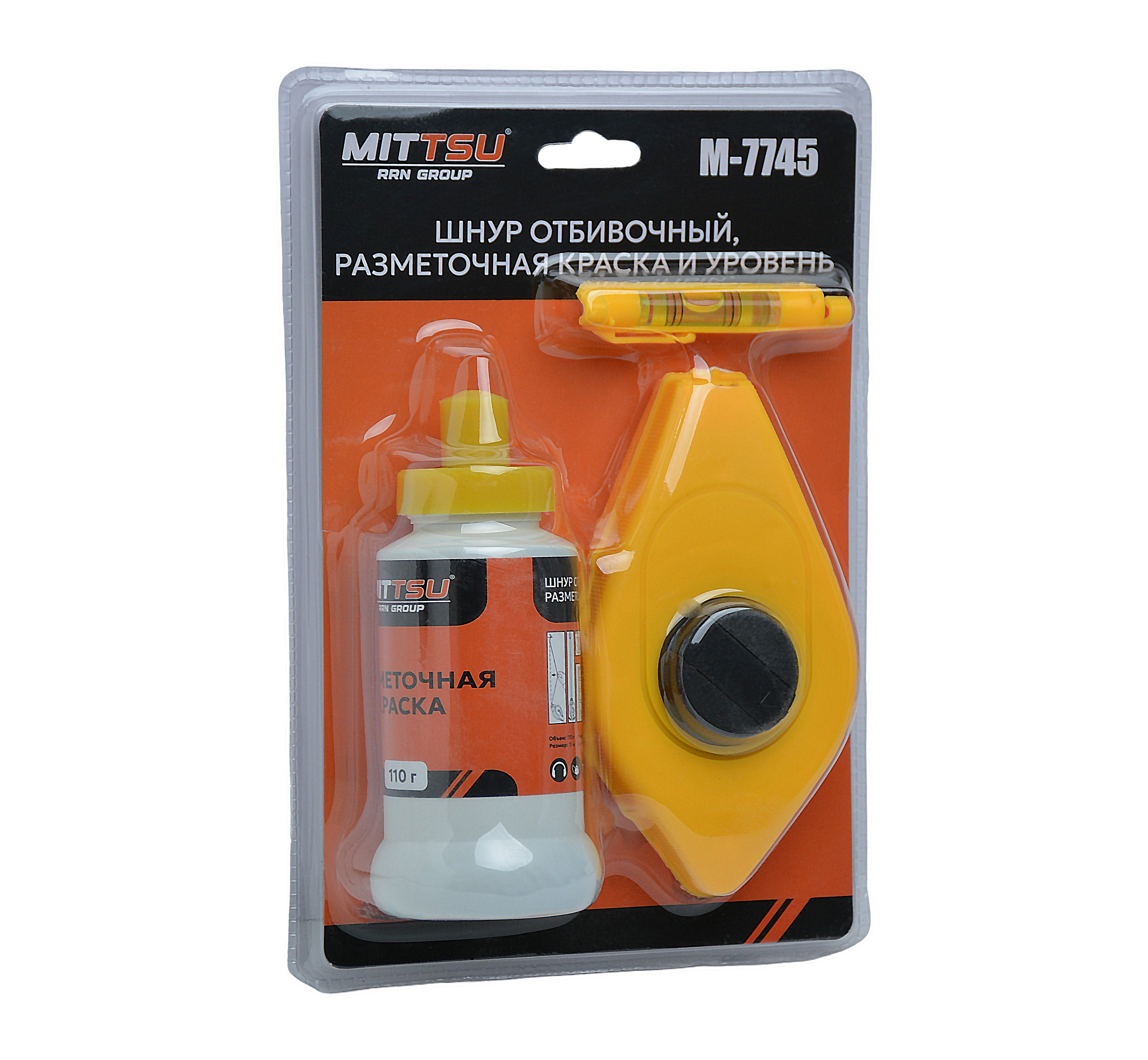 Шнур разметочный с уровнем "MITTSU" M7745 (1*36)(1*72)